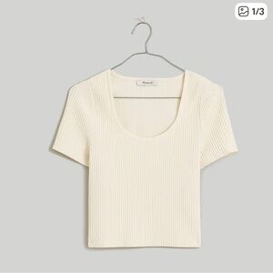 Madewell Ottoman Crop Sweater Tee bright ivory
